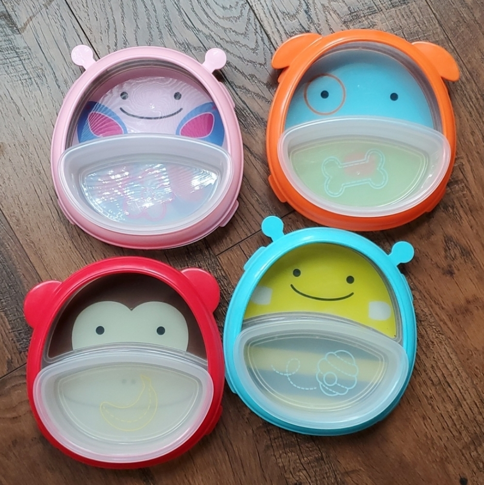 4 Skip Hop Zoo plate and bowl set